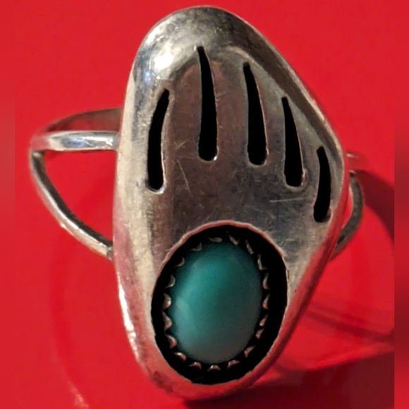 Vintage Sterling Silver bear print with turquoise - Picture 7 of 16